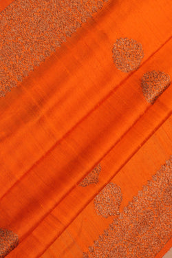 Image of Banarasi Dupion Silk Orange Saree