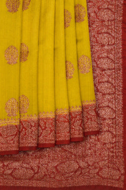 Image of Banarasi Dupion Silk Neon Green Saree