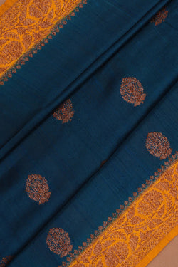 Image of Banarasi Dupion Silk Blue Saree