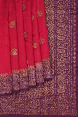 Image of Banarasi Dupion Silk Pink Saree