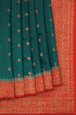 Image of Banarasi Dupion Silk Teal Blue Saree