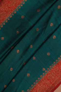 Image of Banarasi Dupion Silk Teal Blue Saree