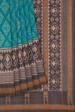 Image of Pochampally Ikat Silk Blue Saree