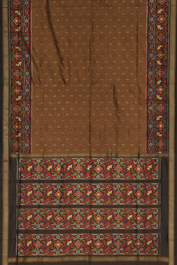 Image of Pochampally Ikat Silk Brown Saree