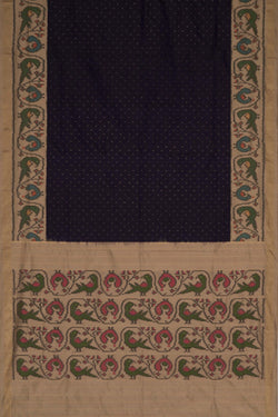 Image of Pochampally Ikat Silk Indigo Blue Saree