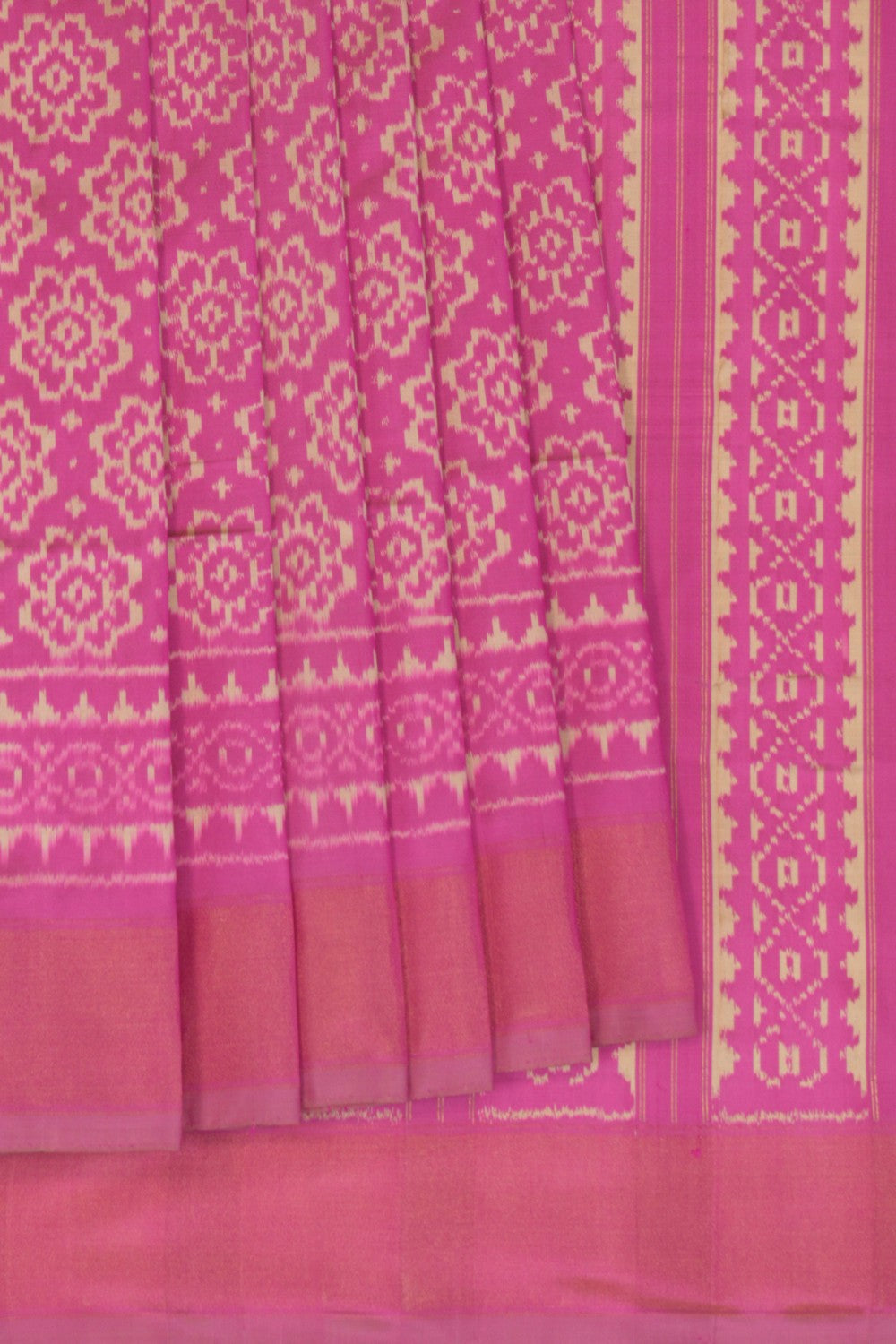 Pochampally Ikat Silk Pink Saree