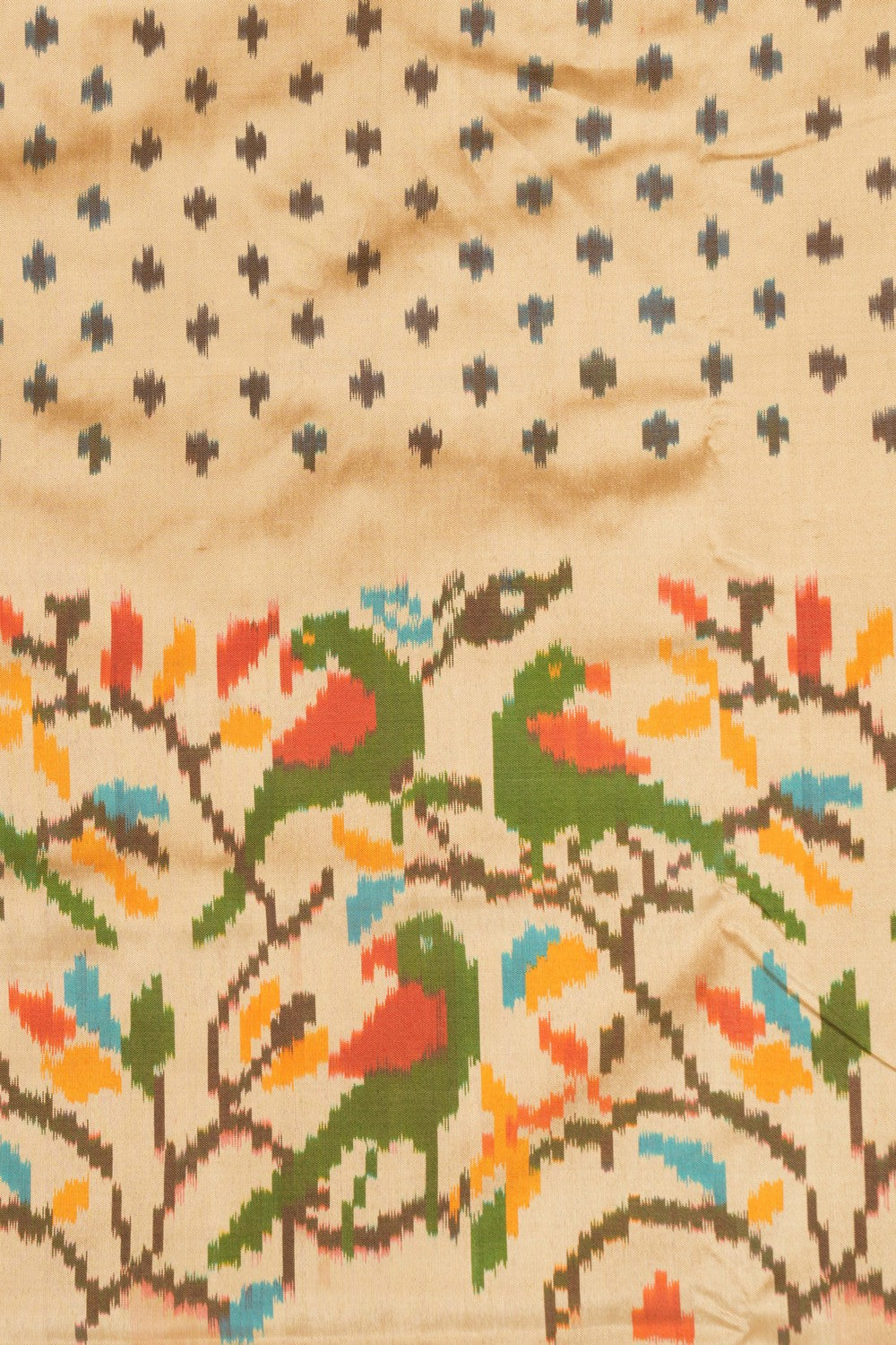 Pochampally Ikat Silk Cream Saree