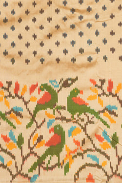 Image of Pochampally Ikat Silk Cream Saree