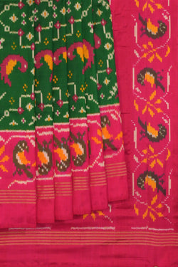 Image of Pochampally Ikat Silk Green Saree