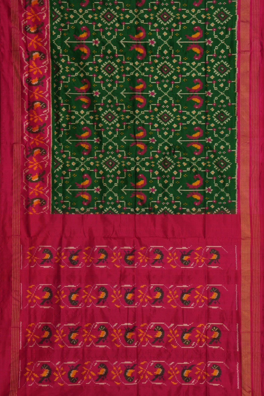 Pochampally Ikat Silk Green Saree