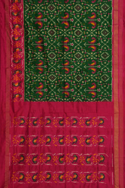 Image of Pochampally Ikat Silk Green Saree