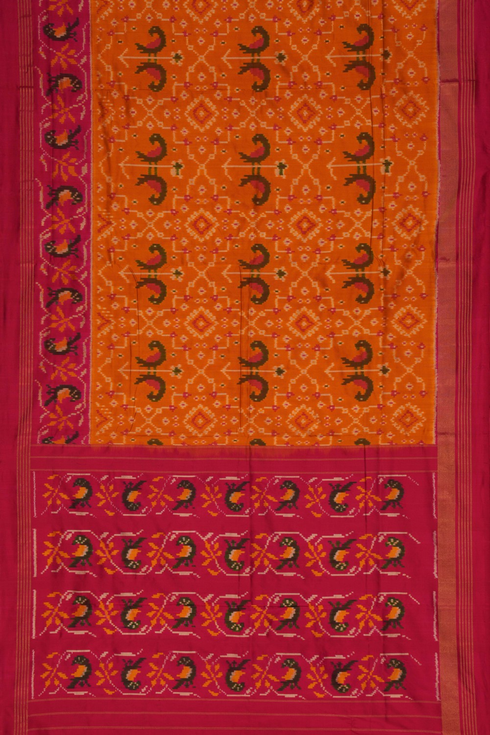 Pochampally Ikat Silk Mustard Saree