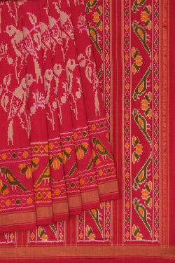 Image of Pochampally Ikat Silk Pink Saree