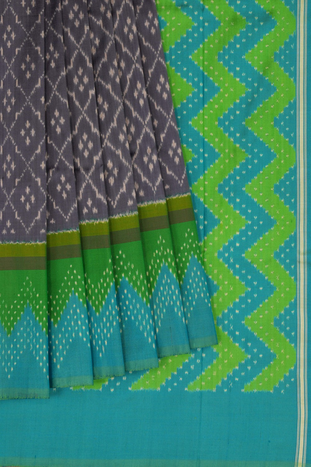 Pochampally Ikat Silk Grey Saree