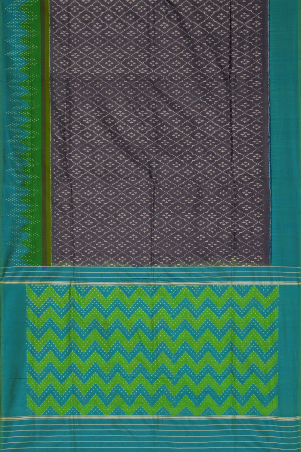 Pochampally Ikat Silk Grey Saree