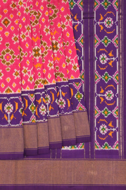 Image of Pochampally Ikat Silk Pink Saree