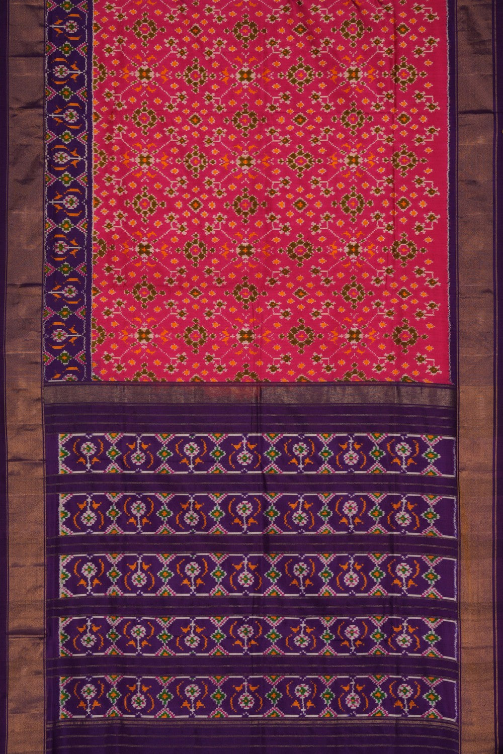 Image of Pochampally Ikat Silk Pink Saree