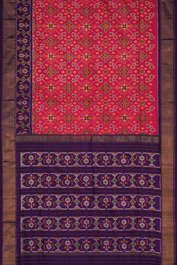 Image of Pochampally Ikat Silk Pink Saree