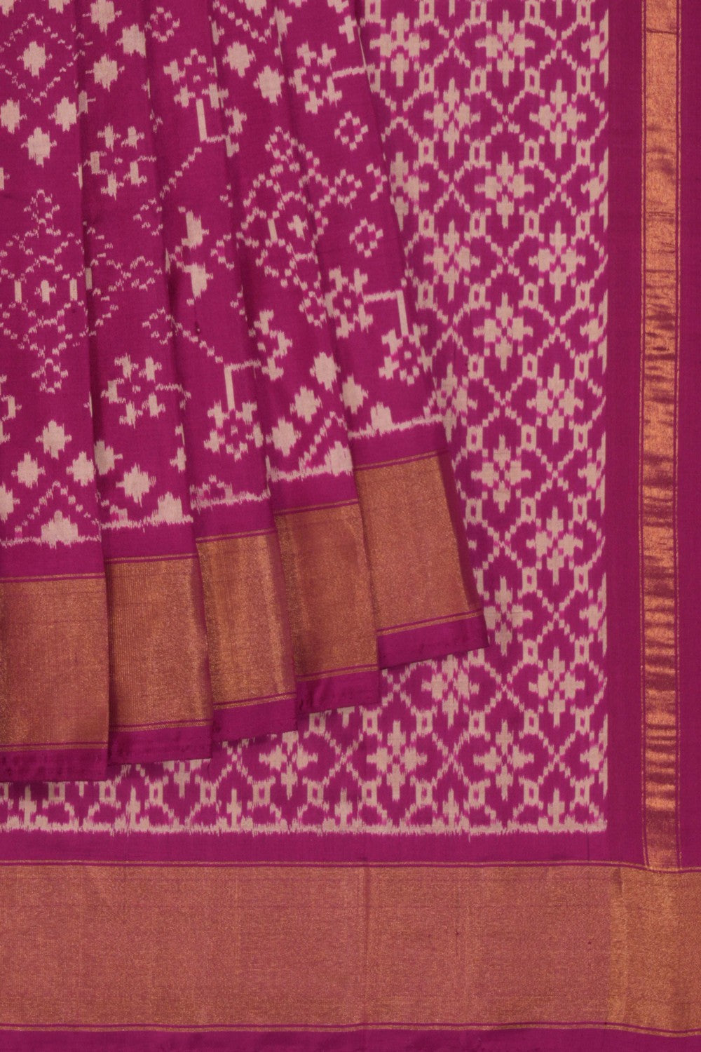 Pochampally Ikat Silk Magenta Pink Saree