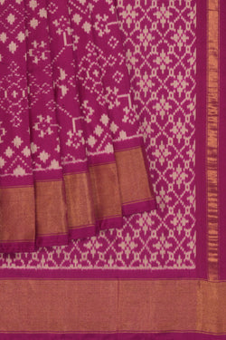 Image of Pochampally Ikat Silk Magenta Pink Saree