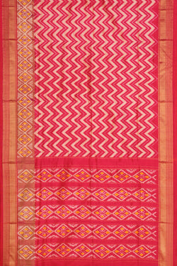 Image of Pochampally Ikat Silk Pink Saree