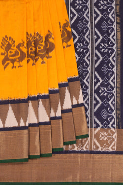 Image of Pochampally Ikat Silk Yellow Saree