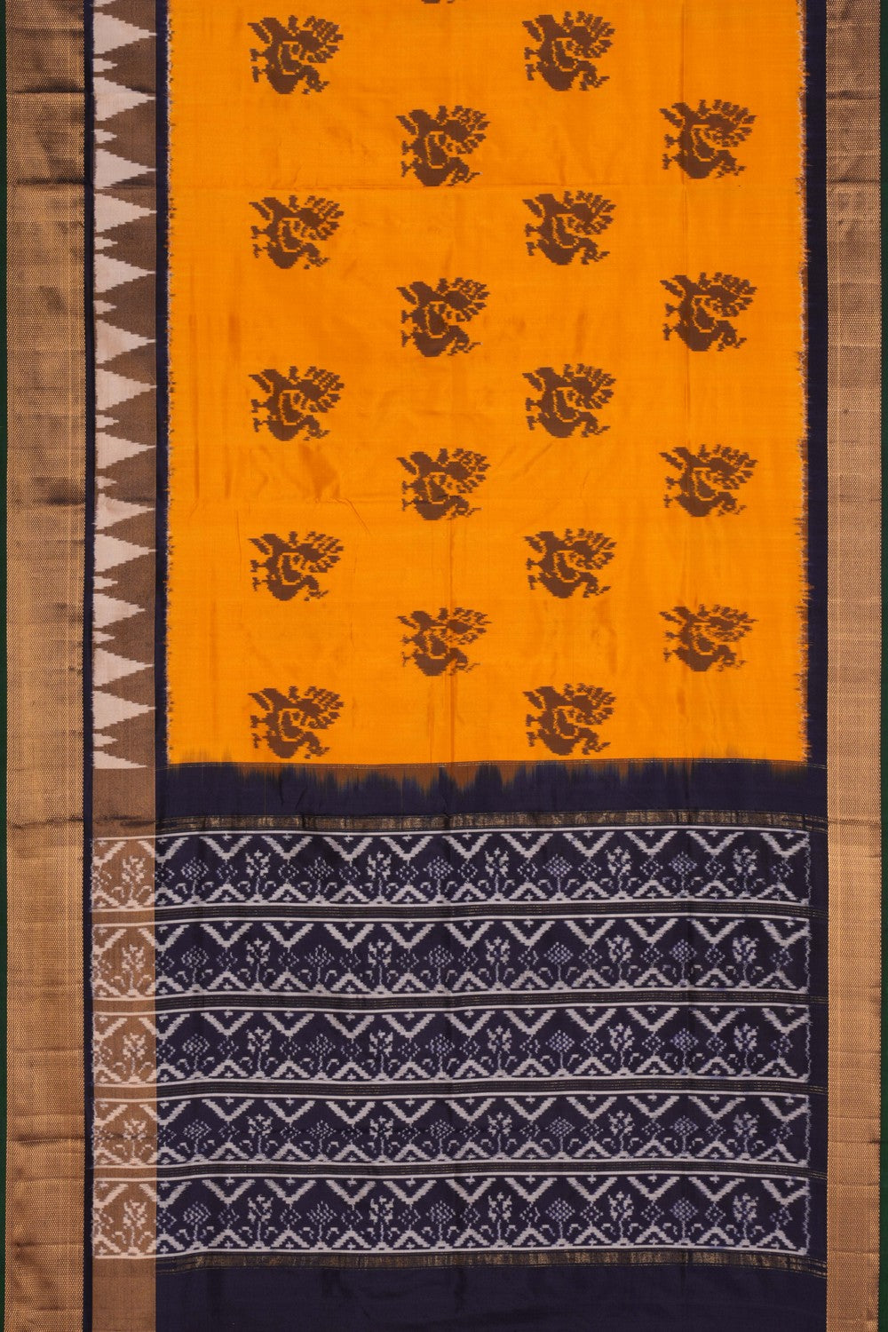 Pochampally Ikat Silk Yellow Saree