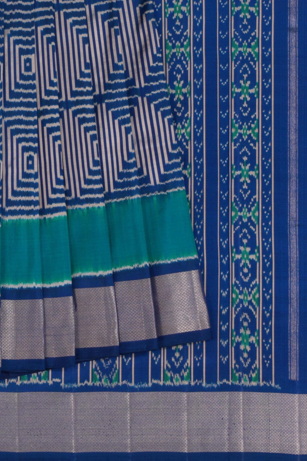 Pochampally Ikat Silk Royal Blue Saree