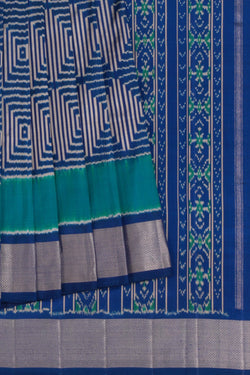 Image of Pochampally Ikat Silk Royal Blue Saree