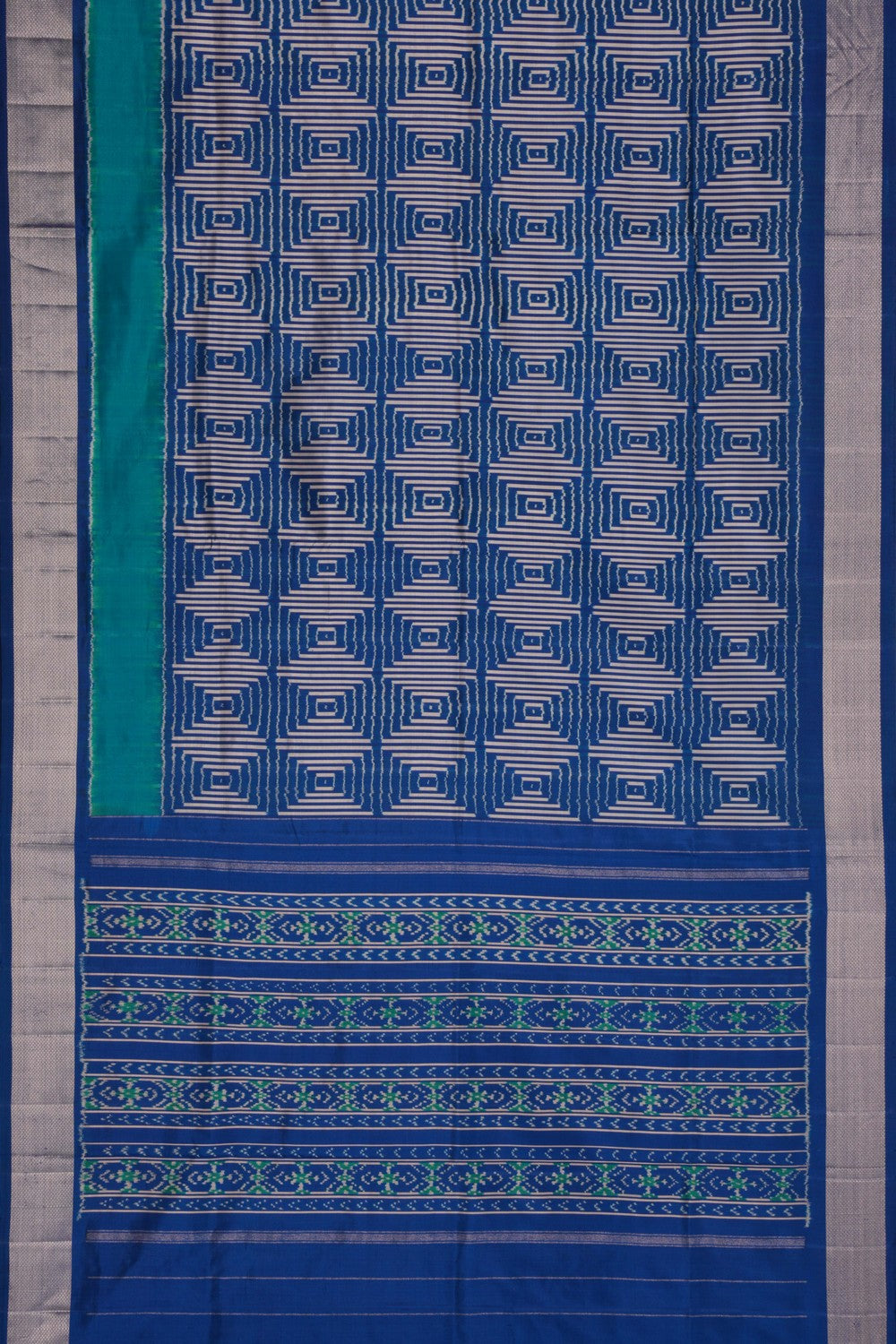 Pochampally Ikat Silk Royal Blue Saree