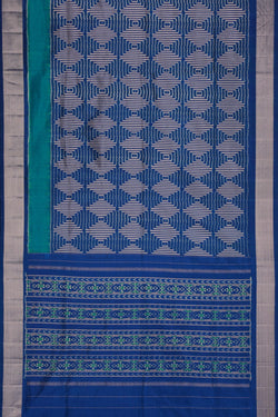 Image of Pochampally Ikat Silk Royal Blue Saree