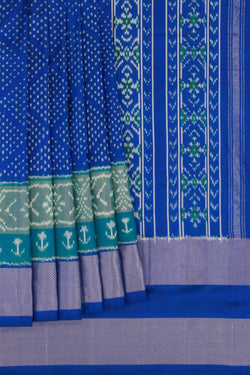 Image of Pochampally Ikat Silk Blue Saree