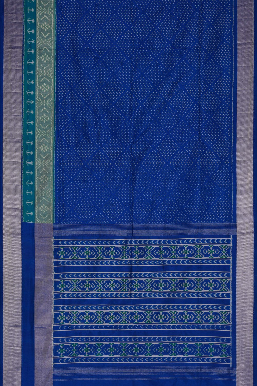 Pochampally Ikat Silk Blue Saree