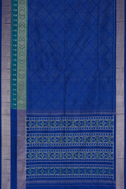 Image of Pochampally Ikat Silk Blue Saree