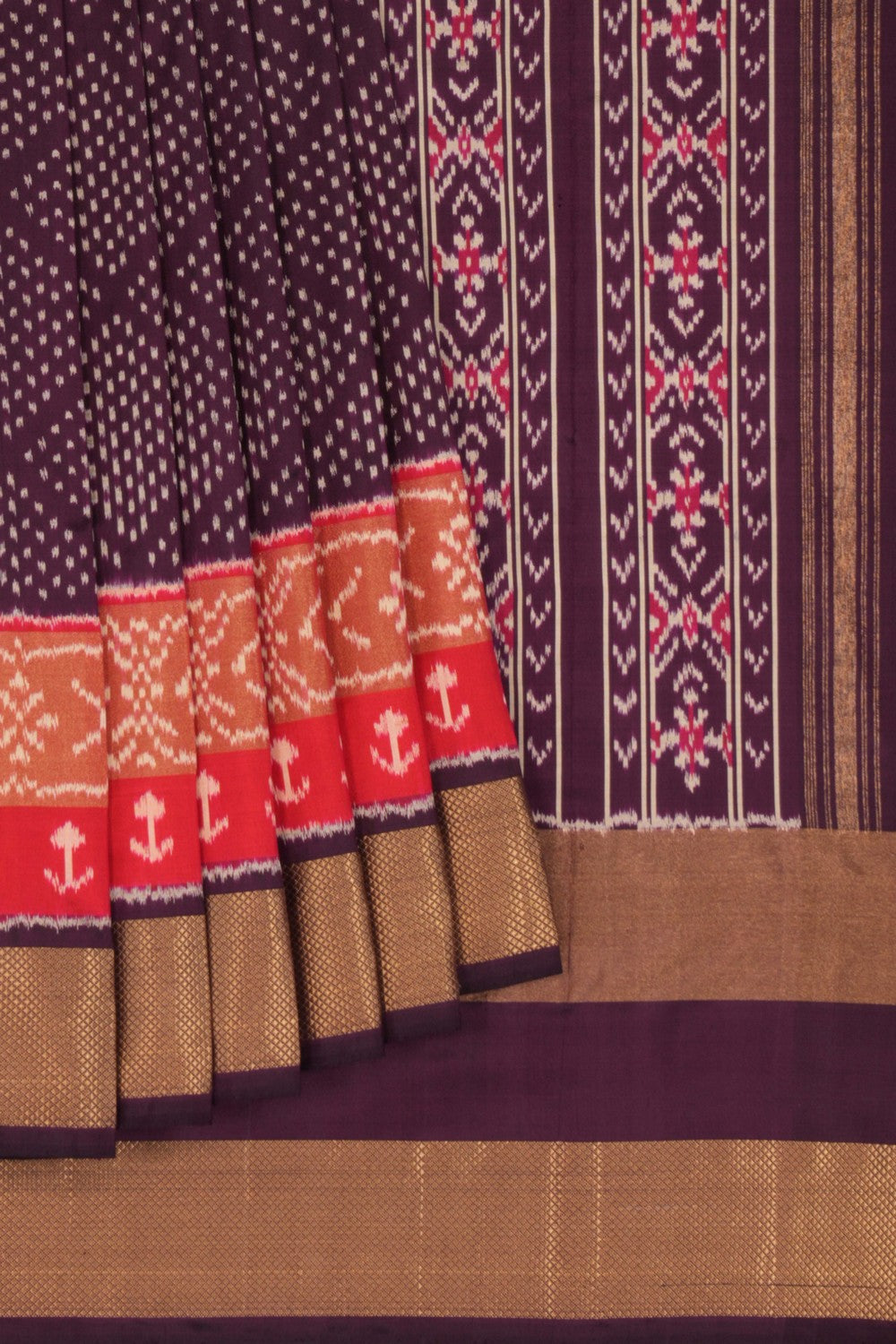 Pochampally Ikat Silk Violet Saree