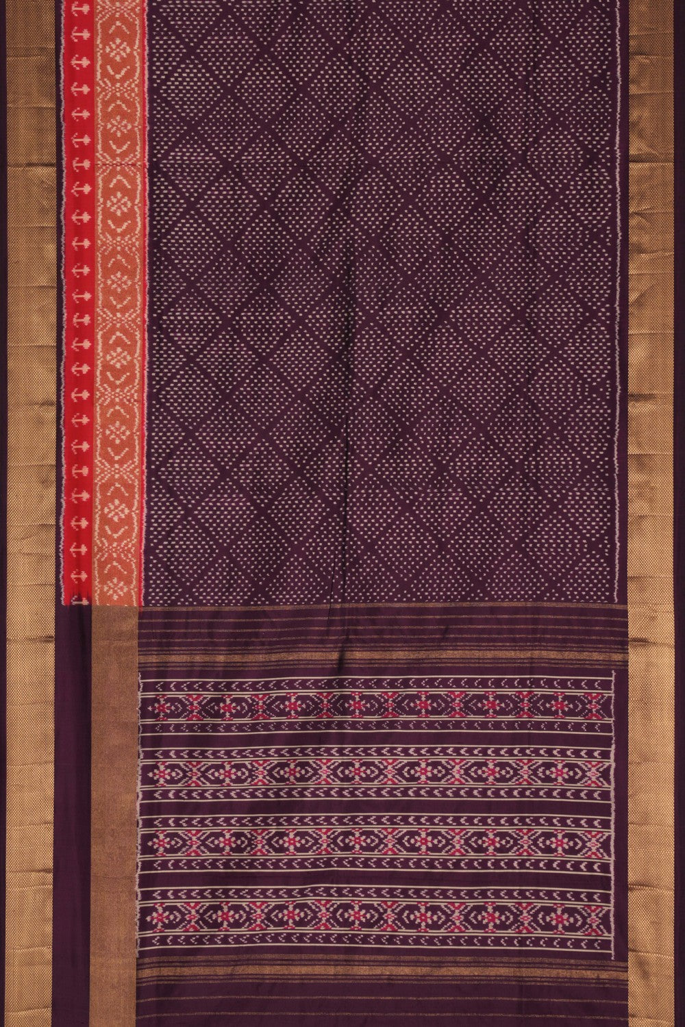 Pochampally Ikat Silk Violet Saree