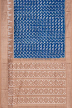 Image of Pochampally Ikat Silk Blue Saree