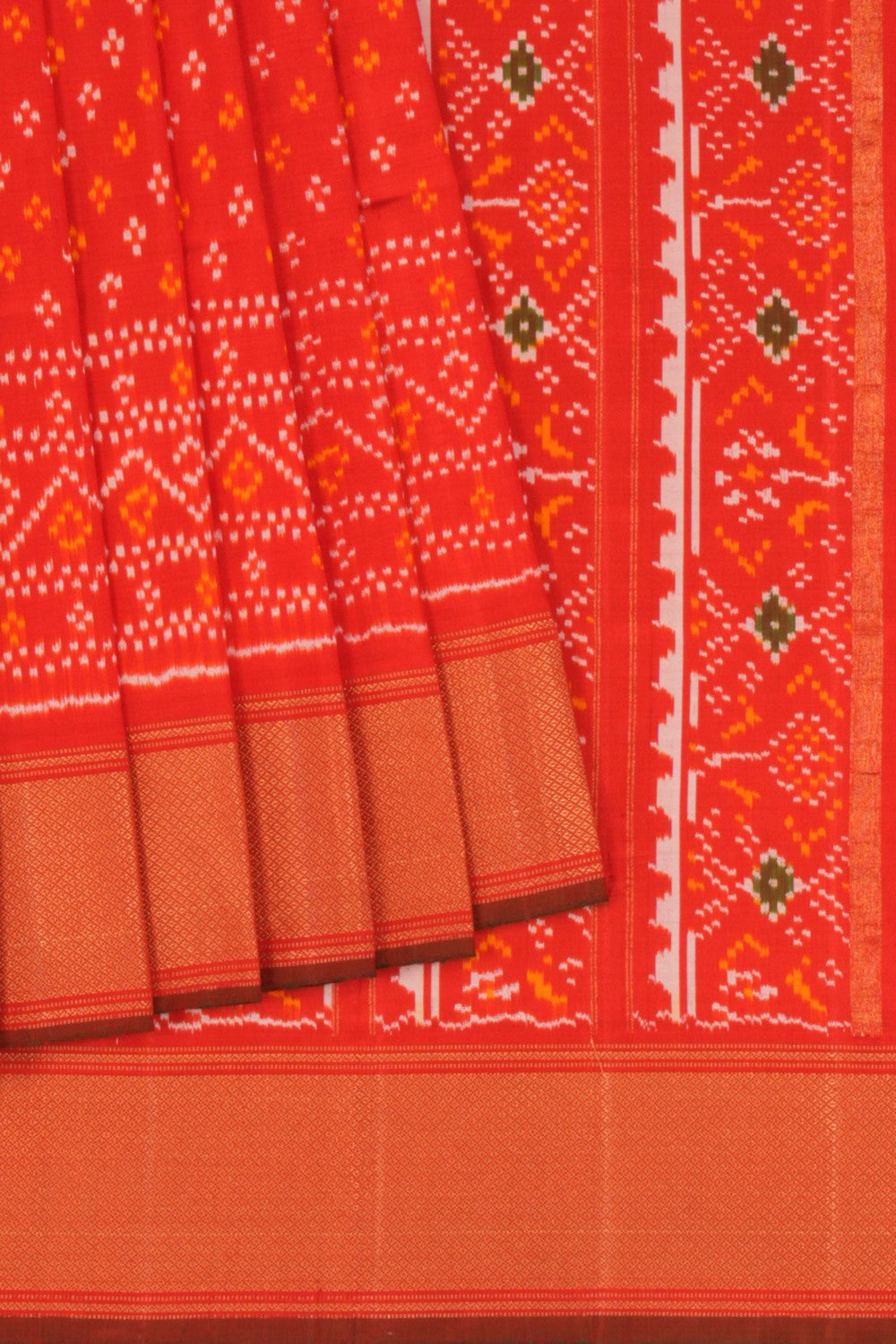 Pochampally Ikat Silk Red Saree