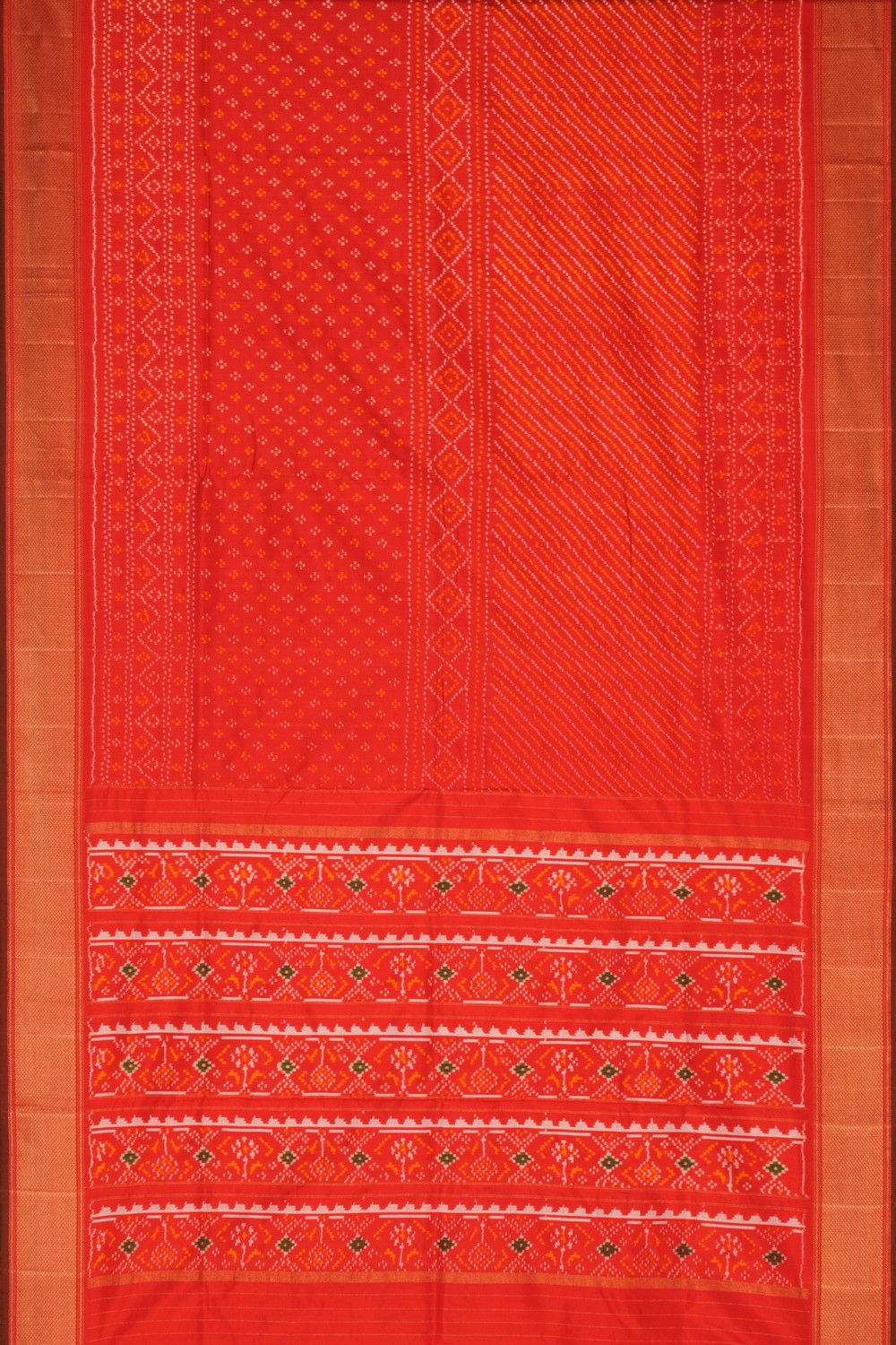 Pochampally Ikat Silk Red Saree