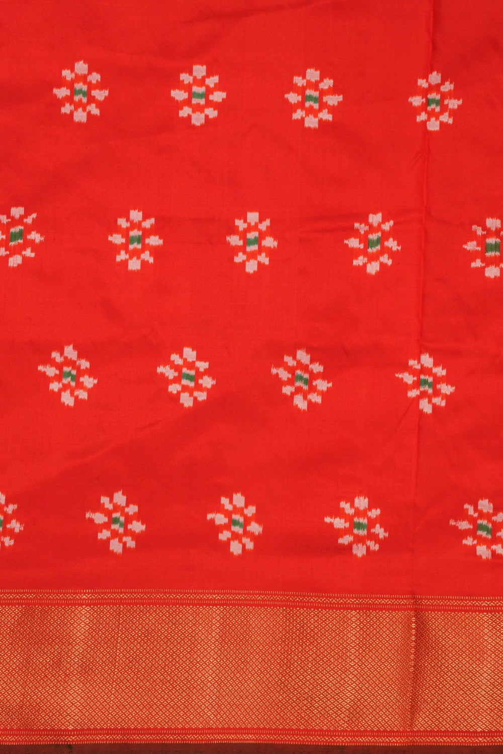 Pochampally Ikat Silk Red Saree