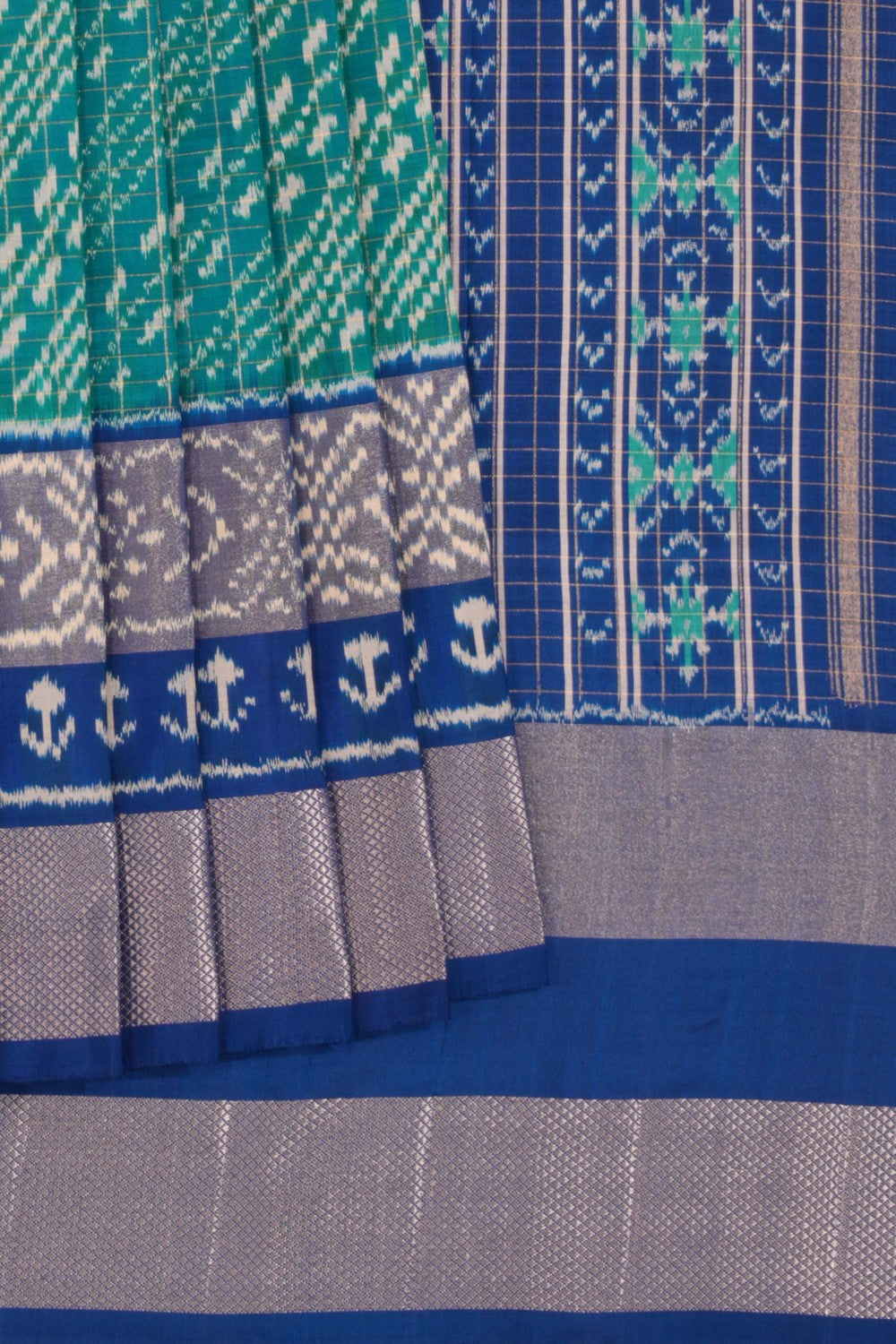 Pochampally Ikat Silk Teal Green Saree