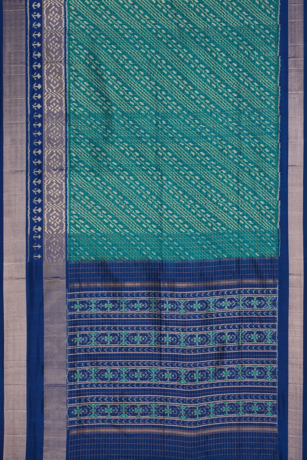 Pochampally Ikat Silk Teal Green Saree