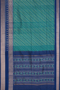 Image of Pochampally Ikat Silk Teal Green Saree