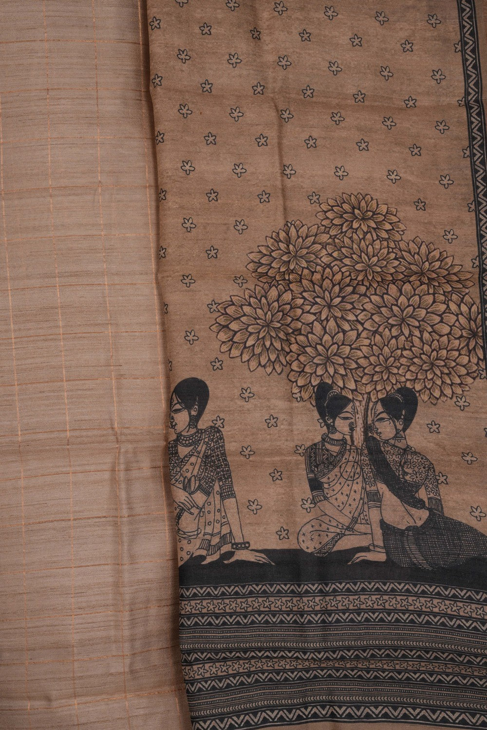 Image of Tussar Silk Unstitched Suit With Dupatta (3 Pcs Set)