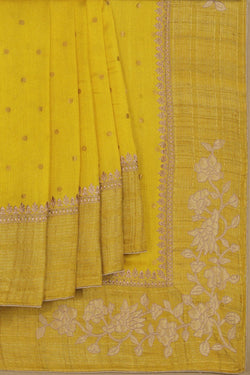 Image of Banarasi Silk Spring Yellow Saree