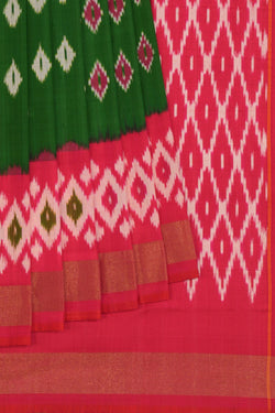 Image of Pochampally Ikat Silk Green Saree