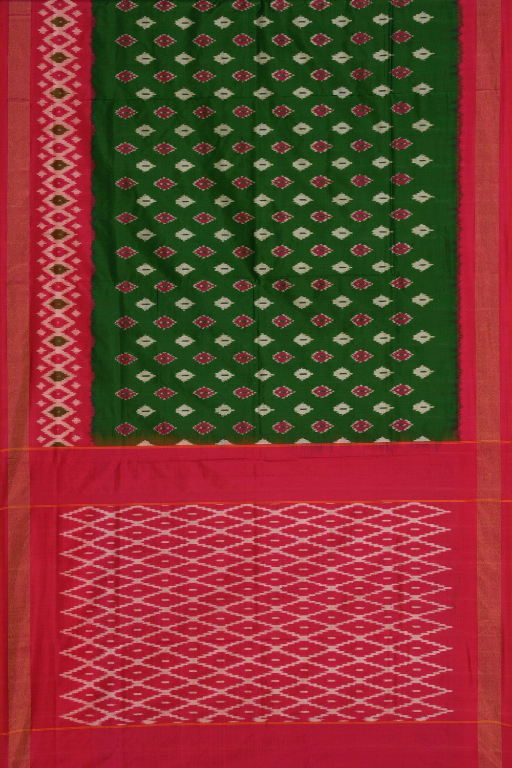 Pochampally Ikat Silk Green Saree