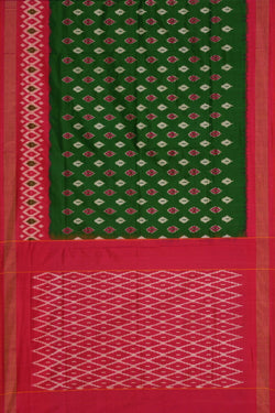 Image of Pochampally Ikat Silk Green Saree