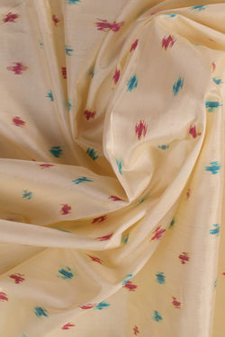 Image of Pochampally Ikat Silk Cream Saree