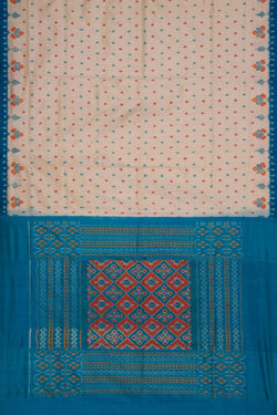 Image of Pochampally Ikat Silk Cream Saree